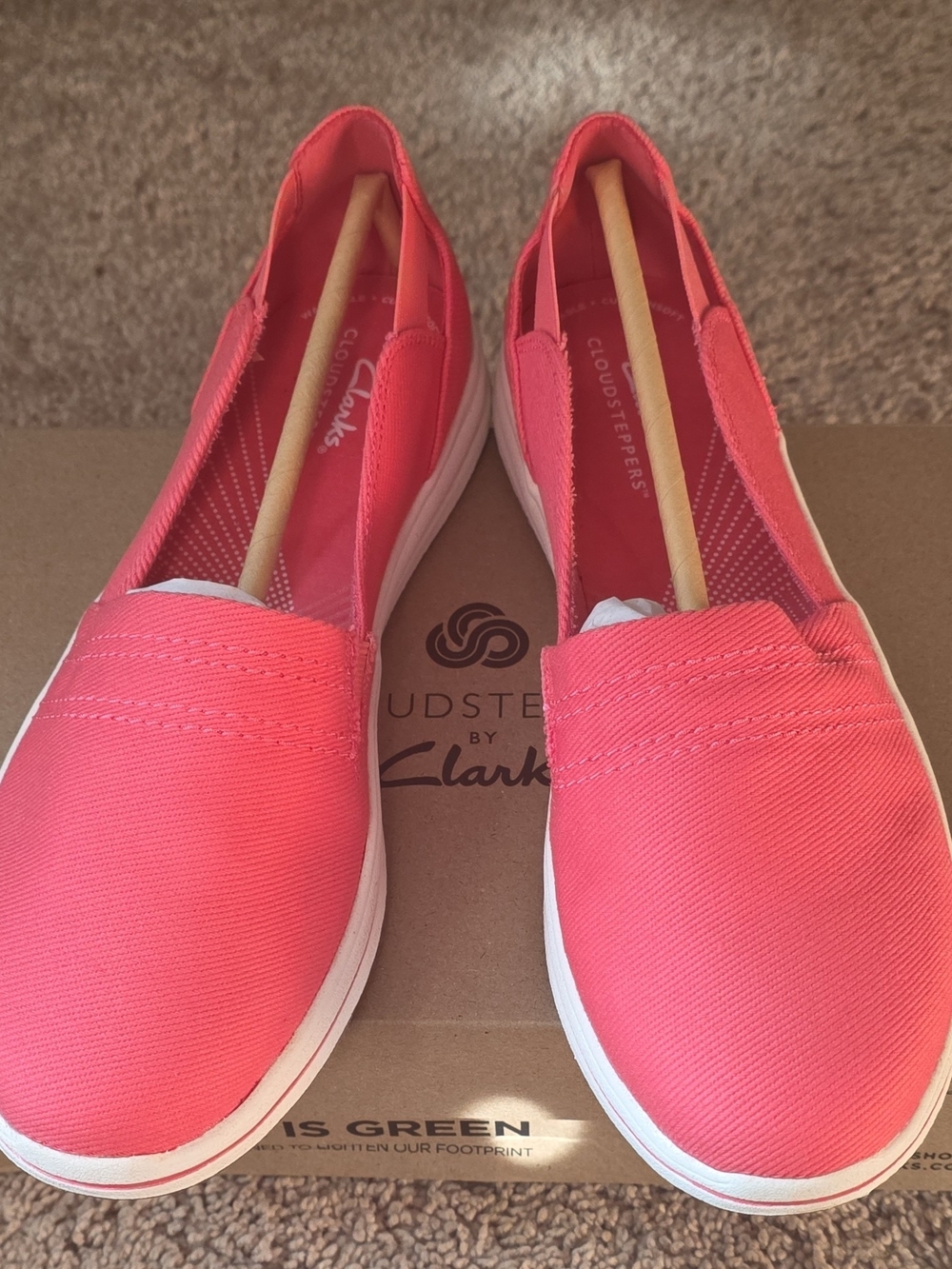 Clarks Women's Coral-Pink Slip-On Canvas Flats